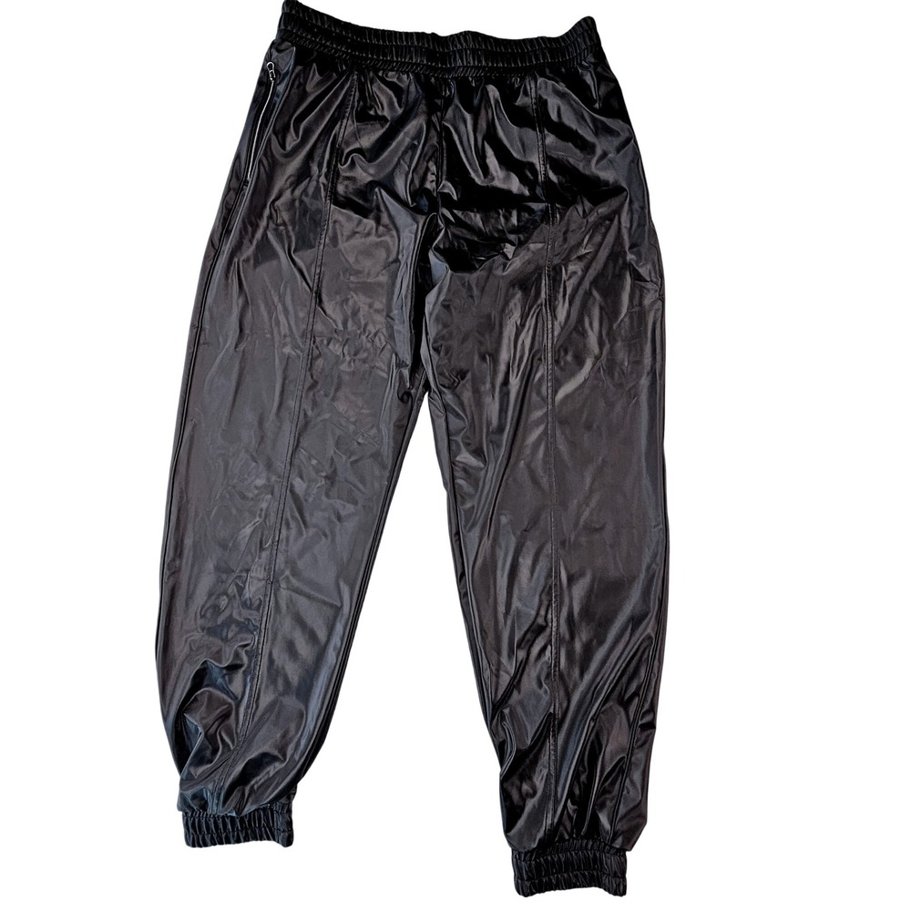 Victoria Sport Black Faux Leather Joggers Wet Look Track Pant 11141184 M NWT $49
